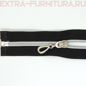 Молния спираль декор Т5 90см цв.черный/серебро (капля)