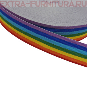 Тесьма шир.25мм тканая Рубчик неэластичная Лампас NET1025 цв.радуга (уп.45,7м)*