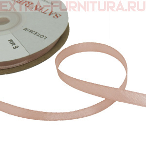 Лента атласная  6 мм  цв.071 светло-розовый рул. 27,42м *