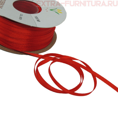 Лента атласная  3 мм  цв.078 алый рул.100м