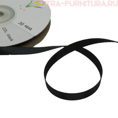 Лента атласная  6 мм  цв. черный, рул. 27,42м