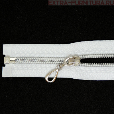 Молния спираль декор Т5 85см цв.белый/серебро MaxZipper