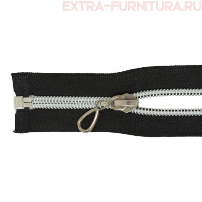 Молния спираль декор Т7 70см цв.черный/серебро